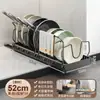 Estante de almacenamiento ajustable para ollas, estante extraíble de cocina sin taladro, escurridor de platos para encimera, estante para tapas de ollas