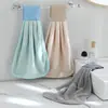 Toalha de Mão para Pendurar com Fita Mágica de Veludo Coral para Banheiro e Cozinha, Toalha de Mão Absorvente e de Secagem Rápida, Personalização Transfronteiriça