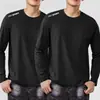 [230g] Camiseta de manga larga para hombre, corte holgado, cuello redondo, adecuada para primavera y otoño, capa interior fina, camiseta básica versátil
