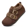 Novedades de Invierno Retro Casual Versátil Correa con Hebilla Zapatos de Algodón Birkenstock Borde de Gamuza Suela Gruesa Forro Polar Velcro Zapatos para Mujer