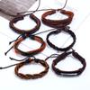 Pulseira Punk Retrô Europeia e Americana Tecida Multicamadas de Couro Genuíno Suprimento Transfronteiriço Conjunto Combinado Masculino Pulseira de Couro