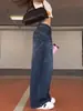 Jeans American Retro Lavados Cruzados Tipo Cimitarra para Mujer, Pantalones Anchos Rectos Sueltos de Pierna Ancha hasta el Suelo