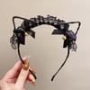Diadema de encaje sexy con orejas de gato y cascabeles para mujer, personalidad antideslizante, presión en el cabello, tocado para la parte superior de la cabeza, venta al por mayor