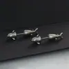 Pendientes de Tiburón Vintage para Hombre Tendencia Distintivo Estilo Oscuro Pendiente Individual Moda Estilo Hip-hop Imitación Plata Tailandesa Pendientes de Pez Pequeño