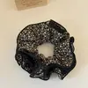 Scrunchie Floral de Quatro Camadas Novo Retrô Tendência para Mulheres, Elástico de Cabelo Estilo Preguiçoso, Grande Acessório de Cabelo, Corda para Rabo de Cavalo