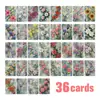 Compra Direta Transfronteiriça de 36 Cartões/Pacote com Designs de Pintura a Óleo Floral, Cartões de Presente Frescos e Simples, Cartões Marcadores de Diário
