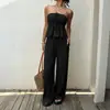 Temu2026 Conjunto de Dos Piezas Estilo Vacaciones Casual de Verano Conjunto de Pantalones Anchos con Chaleco Fruncido de Tubo Transfronterizo Europeo y Americano