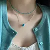 Collar de Flor de Piedra Natural Turquesa Viento de Primavera Cadena de Clavícula Apilada Fresca de Principios de Primavera Nuevo 2025