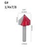 Fresa V-Shaped de 90 Graus com Haste de 1/4 para Escultura 3D, Fresadora de Aço Tungstênio para Painéis de Alumínio-Plástico, Canaletas, Painéis Integrados, Dobra de Bordas, Fresadora para Marcenaria