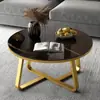 Mesa de centro de vidrio templado para apartamento pequeño, mesa de té sencilla para sala de estar, mesa de té minimalista de mármol, moderna y creativa de estilo nórdico