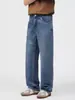 Ropa de Hombre Fengshe / 2026 Nuevos Jeans Lavados en Azul Desgastado Estilo Americano Modernos Holgados de Pierna Recta para Hombre