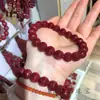 Pulseira de contas de cinábrio original autêntica processo escovado contas de lanterna de veludo alto teor pulseira de cinábrio roxo-dourado natural ano de nascimento