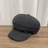 Moda Otoño e Invierno Cinturón de Cuero de Lana Decoración Gorra Octagonal para Mujer Gorra de Periodista Retro Británica Temperamento Gorra Cálida de Pico de Pato Moderna