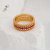 Tienda de Oro Puzuo Mismo Estilo Oro Arena Anillo Completo con Anillo de Diamante Moda para Mujer Lujo Ligero Anillo de Diseño de Gama Alta para Novia
