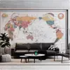 Mural Mapa da China Chinês e Inglês Papel de Parede Mapa Mundi Escritório Estudo Fundo Tecido de Parede 5D Tecido de Parede Quarto Infantil