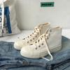 Zapatos de Lona Blancos Puros de Caña Alta para Mujer de los Años 70, Zapatos Versátiles, Tenis Blancos, Zapatos de Moda, Transpirables, Cómodos, Suelas Planas y Gruesas