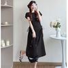 Vestido de Verão Feminino Grávida Manga Curta Cordão Ajustável Moda Coreana Cordão Solto Emagrecedor