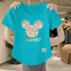 Comércio Exterior Transfronteiriço Liberação Estoque Grande Marca Etiqueta Cortada Camiseta Feminina Manga Curta Tamanho Grande Top Solto Roupa de Mãe Cobertura da Barriga