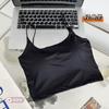 Verão sólido cor gelo seda camisola uma peça fixa copo interior vestindo exterior vestindo U-neck cinto fino bonito para trás envolvendo o tubo de peito top