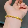 Tienda de Oro Mismo Estilo Pulsera Calabaza Melocotón Ojo de Gato Cepillado, Pulsera de Imitación Dorada para Mujer, Pulsera de Alta Gama Regalo para Novia
