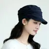 Boina plisada estilo japonés estilo Yamamoto Gorra pico de pato para mujer, Primavera y Otoño, Sombrero ecuestre adelgazante, Gorra de béisbol octogonal retro