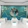 Revestimiento de Pared para Centro de Salud Estéreo 3D, Mural de Pantalla de Flores y Pájaros Estilo Chino Nuevo, Club House, Salón de Belleza, Tienda de Masaje de Pies Papel Tapiz, Pared de Fondo