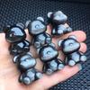 [Joias Rongjing] Urso Sem Rosto de Obsidiana Prateada Natural com Furo para Passar Fio Escultura Acessórios para Pulseira Diy Outlet de Fábrica