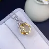 Colgante de Cristal Amarillo Natural con Excelente Color, Artesanía Fina en Plata 925, Piedra Principal 12*12mm, Venta Caliente Transfronteriza