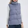Chamarra acolchada con cuello alto transfronteriza para mujer, estilo corto, moda de invierno 2026, color liso, engrosada, cálida, plumón de pato blanco, chamarra puffer simple