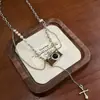 "Memory Film" Collar de Cámara de Fotos Retro Marrón para Mujer, Diseño Otoño e Invierno, Cadena de Suéter con Piedra Ojo de Tigre