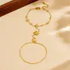 Pulsera de Acero Inoxidable con Estrella de Ocho Puntas Dorada, Sol y Luna, con Cadena para el Dedo en el Dorso de la Mano Pulsera Sol Luna