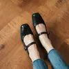 Zapatos Mary Jane Lavados a la Piedra de Piel de Caballo para Mujer, Planos de Boca Baja, Nuevos de Otoño e Invierno, Piel Genuina, Punta Redonda, Hebilla, Bajos, Planos Retro