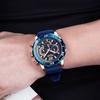 Reloj Megir para hombre, de moda, con esfera grande, cronógrafo, calendario, de silicona, resistente al agua, deportivo, de cuarzo, 2109