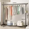 Secador de ropa de pie para interiores para uso doméstico, apto para dormitorios, plegable, de una sola barra, simple, retráctil y móvil, para colgar ropa, sombreros y otros artículos