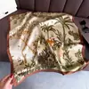 Lenço Quadrado de Seda Estampado com Plantas Naturais Coloridas Lenço Avançado Protetor Solar para Pescoço Lenço Quadrado Pequeno Lenço Feminino