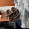 [] Zapatillas de felpa con suela gruesa de cuero esmerilado y pelo de lana para mujer, calzado de exterior 26 Otoño/Invierno, zapatillas de algodón retro sin cordones