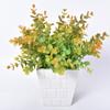 Hojas de Eucalipto de Simulación 7 Ramas Malla 35 Pequeños Adornos en Maceta Flor Artificial Blanco Escarchado Hojas de Dinero Material para Pared de Plantas