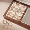 Conjunto de anéis geométricos, em forma de coração, vazados, cravejados de diamantes, best-seller europeu e americano transfronteiriço, uma coleção luxuosa e de alta qualidade de 15 peças para mulheres