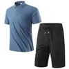 Traje Deportivo Casual de Verano 2026 Conjunto de Dos Piezas Holgado Nuevo para Hombre Camisa Polo de Seda de Hielo de Secado Rápido y Pantalones Cortos