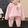 Conjunto de Roupa Íntima Quente de Lã Infantil Bebê Seda Roupas de Outono Calças de Outono Crianças Médias e Grandes Inverno Pijama Escovado Dupla Face Atacado