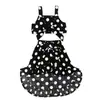 Conjunto de duas peças de verão europeu e americano para meninas com alças e estampa de bolinhas, top tipo tubo + saia irregular, roupas infantis ins