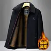 Casaco de algodão masculino para o inverno, com forro de fleece, espessado e com gola, adequado para homens de meia-idade e idosos, uma opção de agasalho quente para pais e avôs, feito de tecido chenille