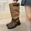Botas de caballero nuevas, elegantes y adelgazantes, botas de moda otoño invierno, de temperamento, versátiles, caídas, punta redonda, retro francés, botas 2026 para mujer