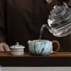 Tetera Xi Shi de Gres Ru con Patrón de Bambú Azul y Blanco, Tetera de Cerámica para Uso Doméstico, Juego de Té Kung Fu, Recipiente para Preparar Té, Se Puede Usar para Desarrollar el Carácter del Té