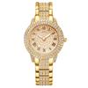 Transmisión en Vivo Reloj de Mujer Popular con Patrón Romano Incrustado de Diamantes Reloj de Pulsera para Mujer Cornucopia Suministro de Envío Directo de Una Pieza para Mujer