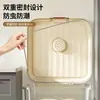 Recipiente de arroz doméstico, selado, à prova de insetos e à prova de umidade, para armazenar arroz, farinha e outros grãos na cozinha; caixa de armazenamento transparente para arroz, farinha e grãos diversos