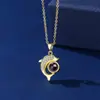 Nuevo amor de sirena transfronterizo 100 idiomas Te amo collar de proyección tiembla red roja con colgante de delfín