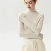 Camiseta Base de Lana Fina Yangzi para Mujer, Manga Larga Otoño/Invierno, Cuello Alto, Ropa Interior, Color Sólido, Versátil, Sin Costuras