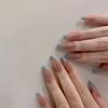 Puntas de los dedos nude Azul agua claro Arte de uñas estilo francés Uña postiza terminada Parche para uñas Parche para uñas Uña removible
