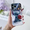 Funda de Teléfono de Dibujos Animados con Puntada de Rosa Adecuada para Apple 16, iPhone 15 Pro, iPhone 17, Estilo Europeo y Americano, 13 Pro Max, 14 Funda Blanda